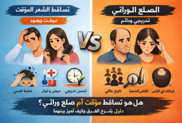 الفرق بين تساقط الشعر المؤقت والصلع الوراثي: كيف تميز بينهما؟